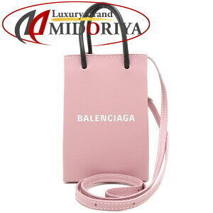 Balenciaga Shopping Phone Holder Pink Calfskin Crossbody Shoulder Bag